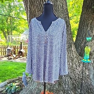 Dana Buchman 2X Black and White Long Sleeve Buttoned Blouse XXL